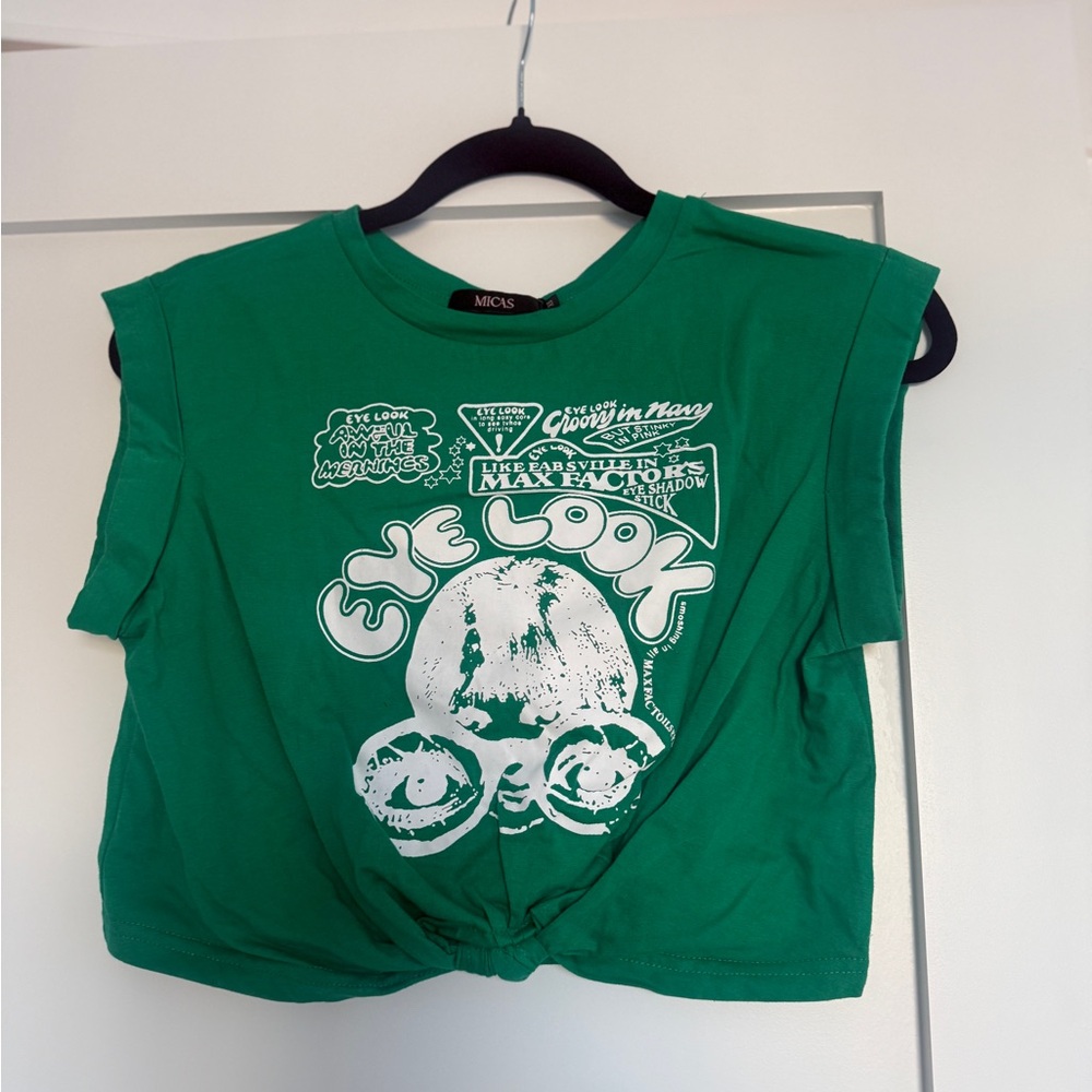 MICAS Eye Look NWR Crop Green Graphic Tee
